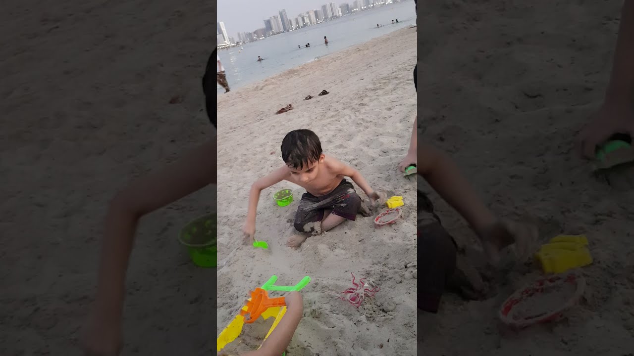 cute kids playing and enjoy at beach #shorts