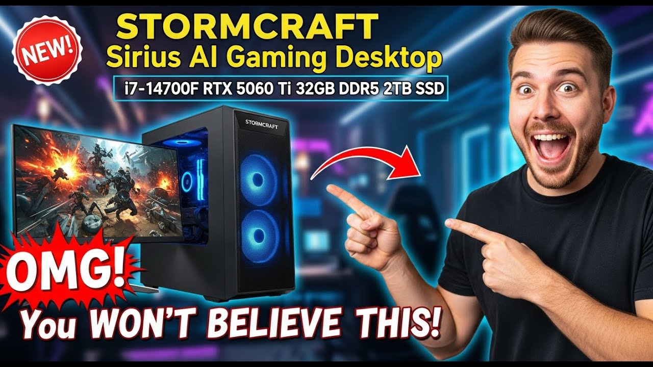 STORMCRAFT Sirius AI Gaming Desktop - i7-14700F RTX 5060 Ti 32GB DDR5 2TB SSD