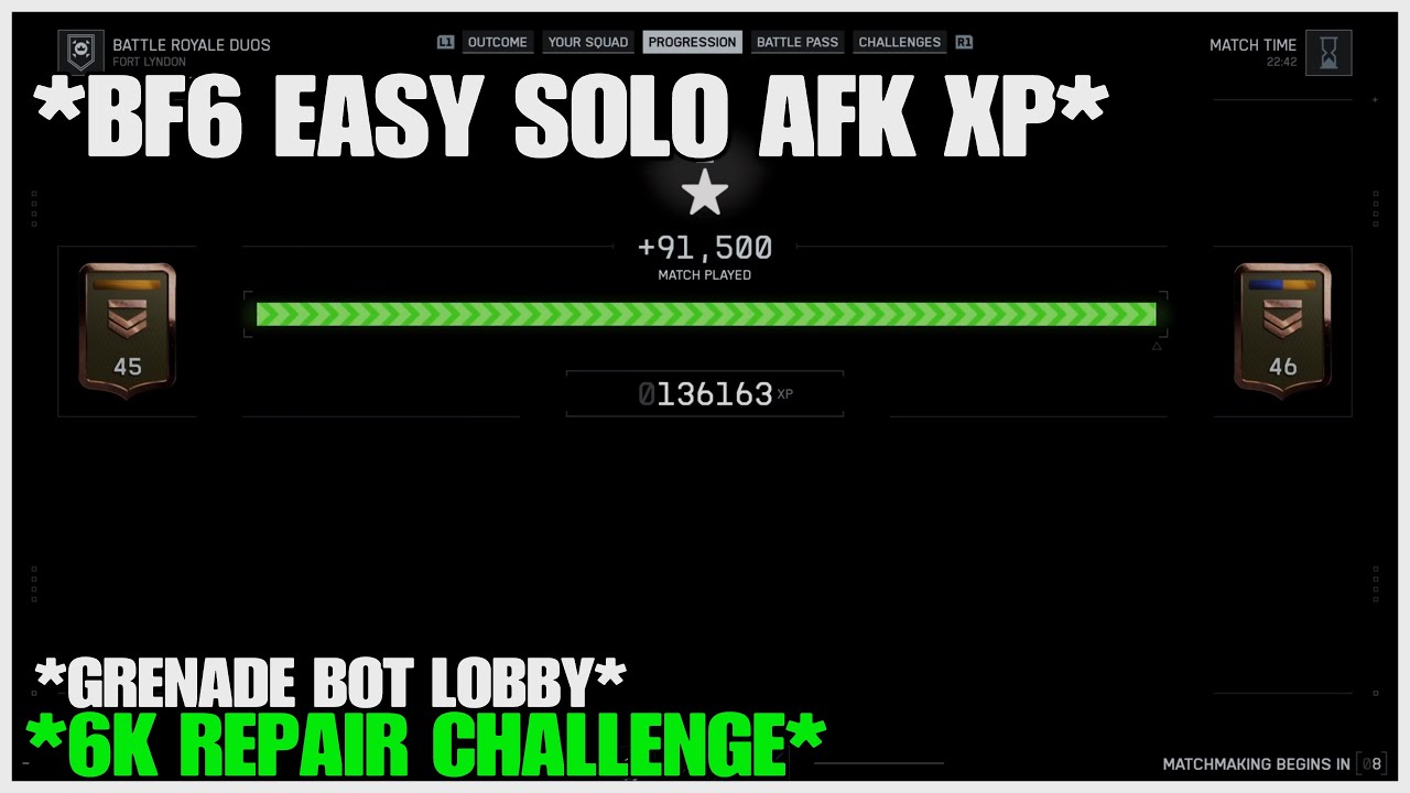 BF6:SOLO AFK BATTLEPASS TIERS/XP FARM/6K REPAIR FARM/GRENADE BOT LOBBY PORTAL CODES!