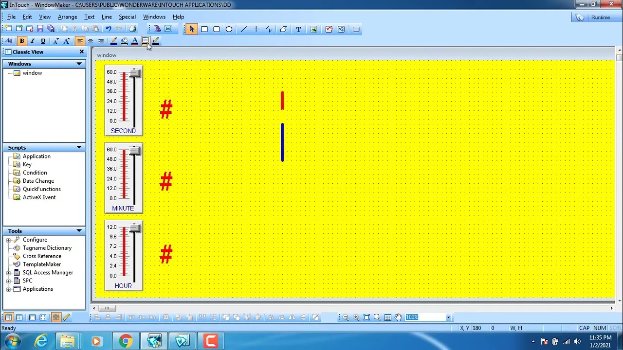 #PART17 Clock Script in Intouch SCADA Software #INTOUCH #WONDERWARE