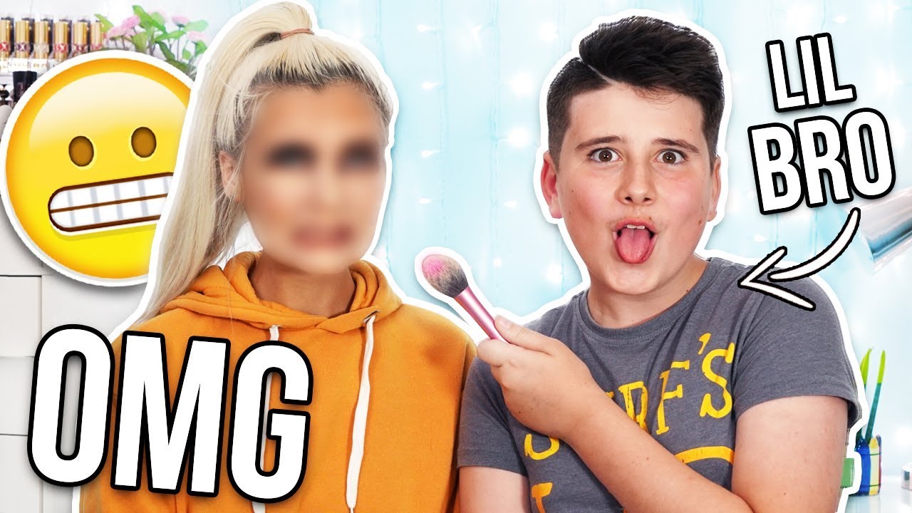 MY LITTLE BROTHER DOES MY MAKEUP! *DISASTER* 😂