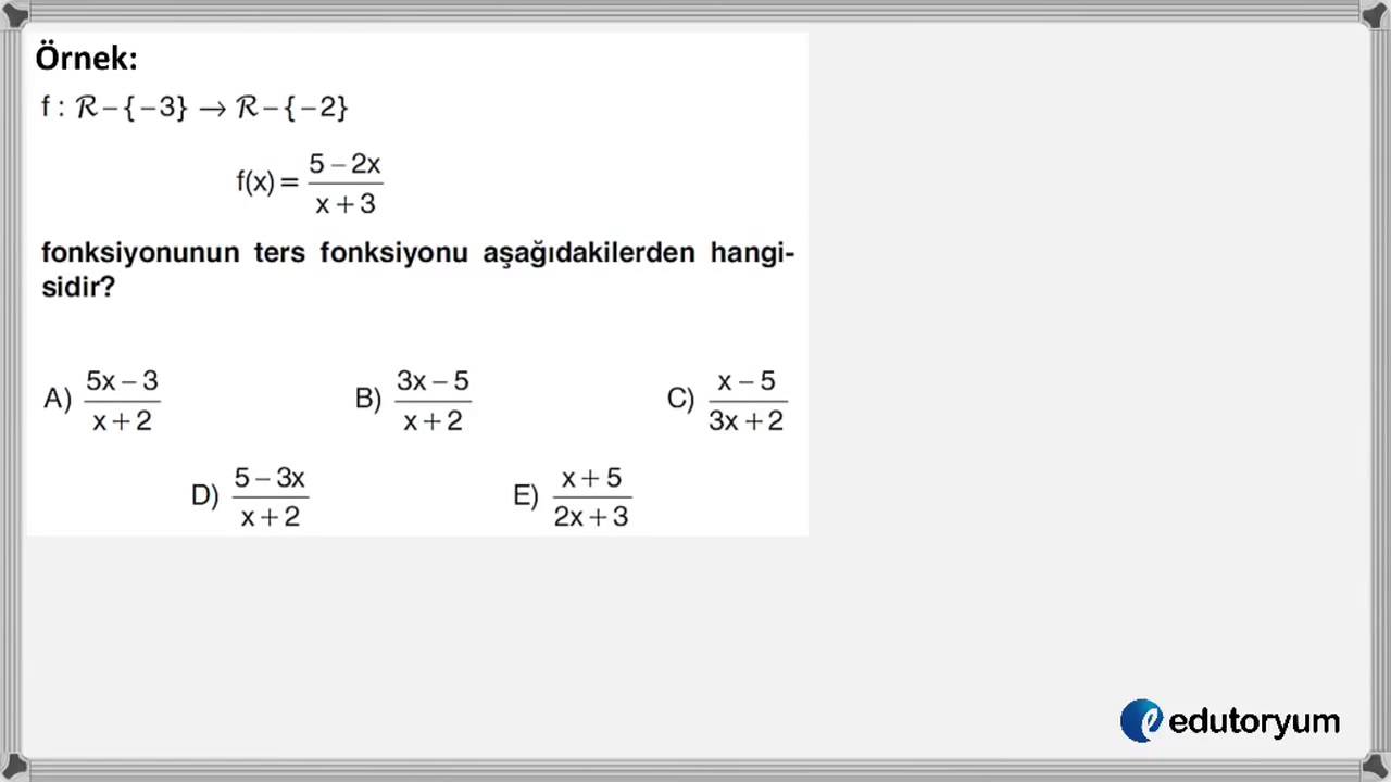 Fonksiyonlar - Ters fonksiyon