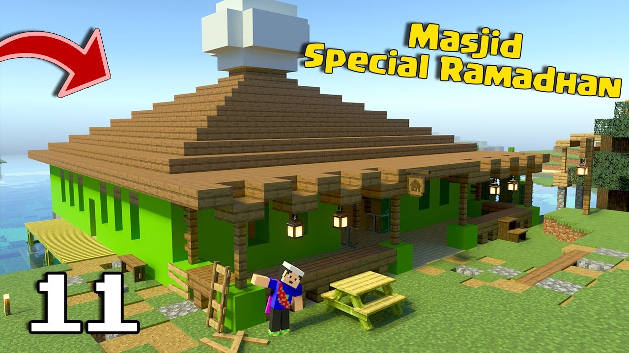 Membangun Masjid Special Ramadhan di Survival Addon Nuansa Indonesia MCPE pert 11