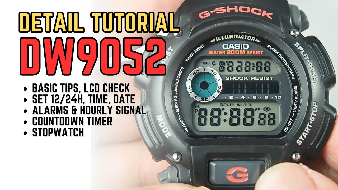 Инструкция по использованию Casio G-Shock DW-9052: Как установить время, дату, будильник, таймер ...