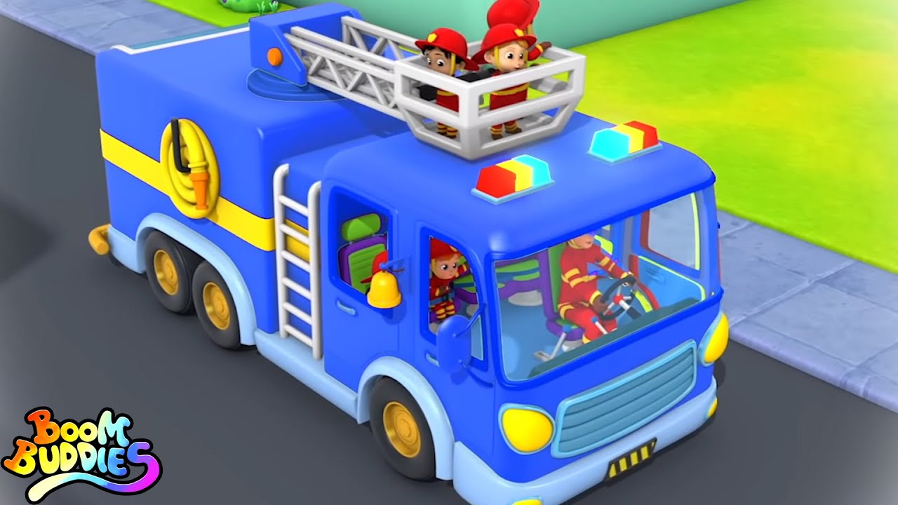 Wheels On The Firetruck, The Big Blue Firetruck, Nursery Rhyme for Kids