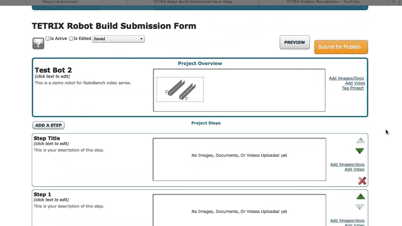 RoboBench Series: Using the TETRIX Build Form