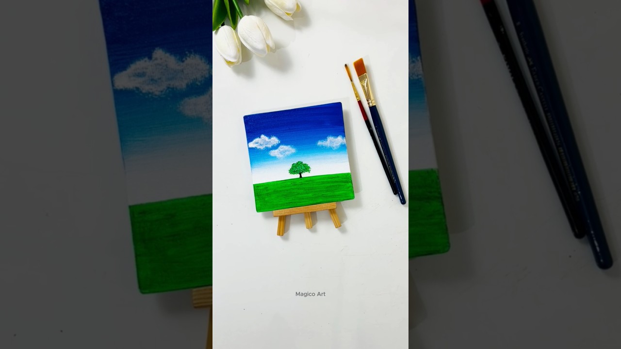 Cute nature painting 💙💚 #art #shorts #trending #viralshorts #magicoart_ #painting #creative