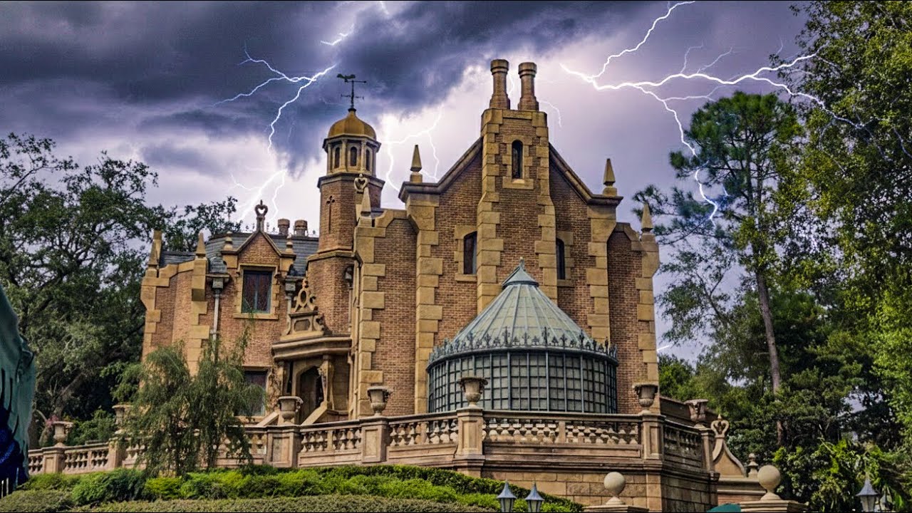 Haunted Mansion Full Ride, POV in 4K in Stormy Weather ￼