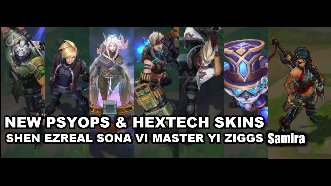 All New PsyOps Skins Spotlight Samira, Sona, Master Yi, Ezreal, Shen, Vi (Samira Special) LoL 2020
