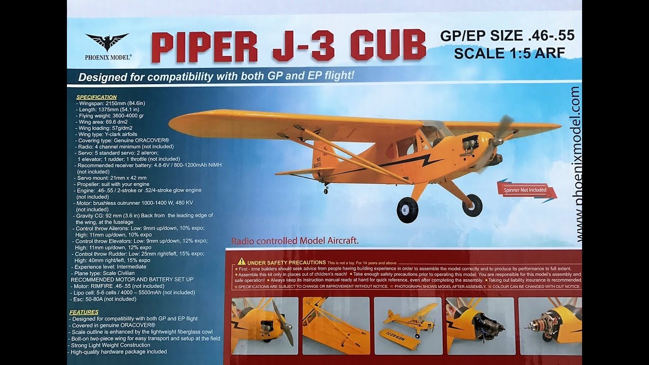 PHOENIX J3 PIPER-CUB UNBOXING & REVIEW GOPRO3 HEADCAM