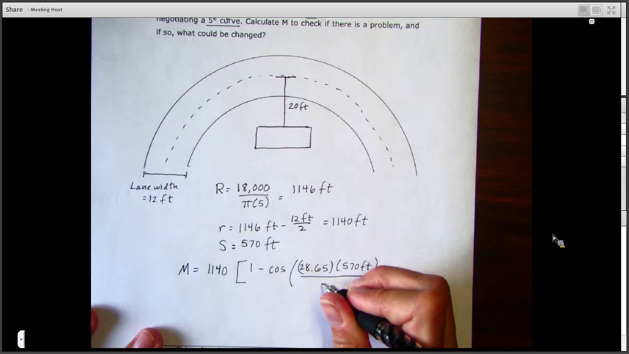 Horizontal Curve Sight Distance Calculations