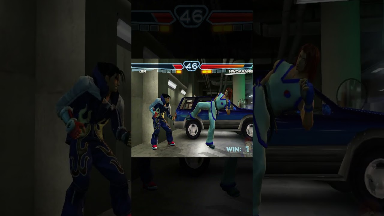 fighting in the parking lot Jin vs. Hwoarang (Tekken 4)