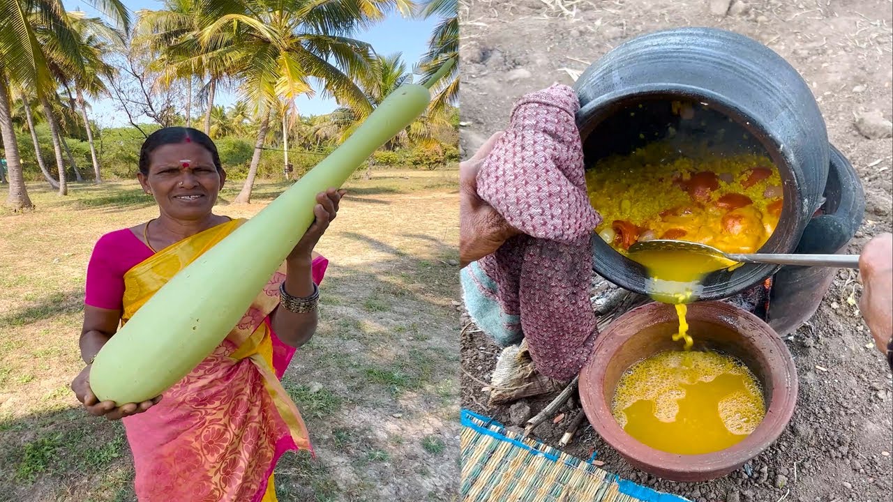 Surakai Kulambu Recipe | Jackfruit Kesari Sweet | Paruppu Kulambu Cooking in Village Style