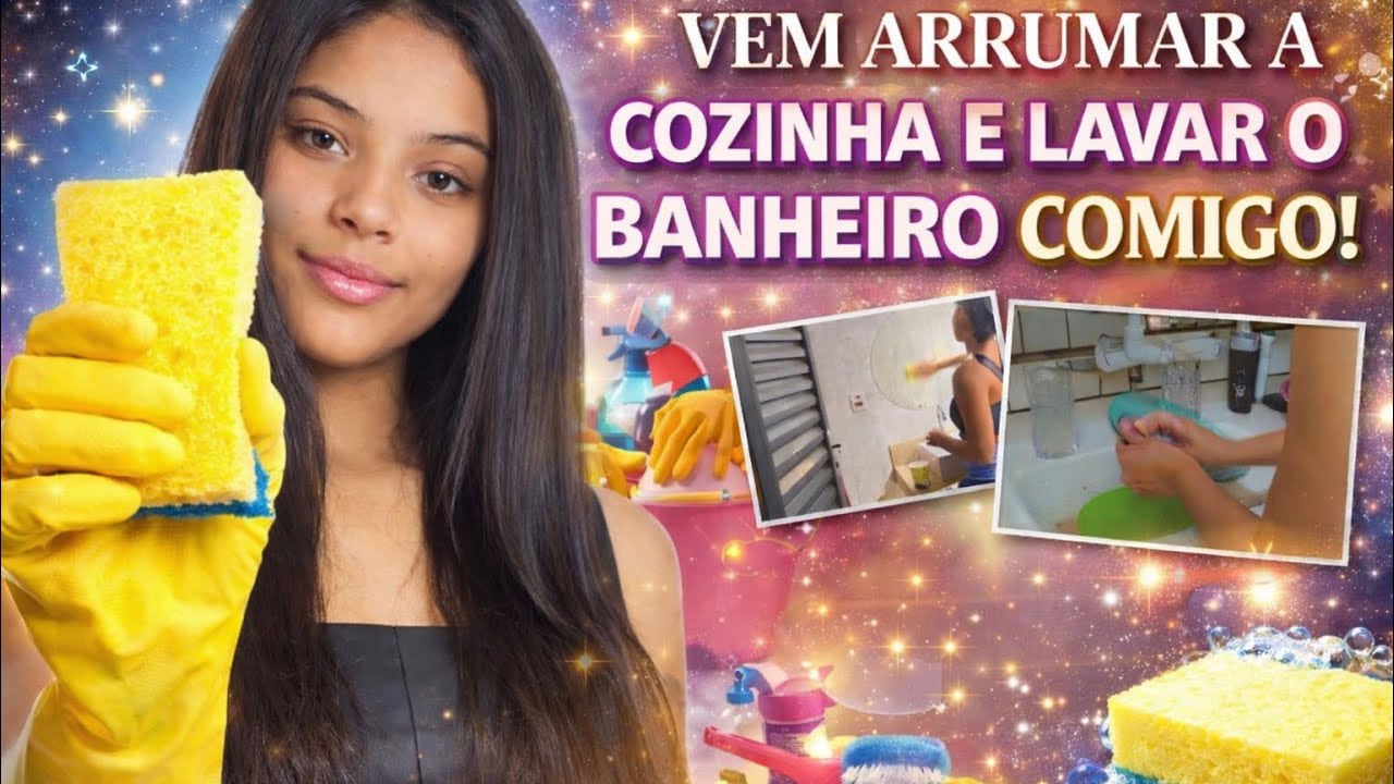 ASMR vem arrumar a cozinha e lavar o banheiro comigo! |Vlogs da Bruna |￼