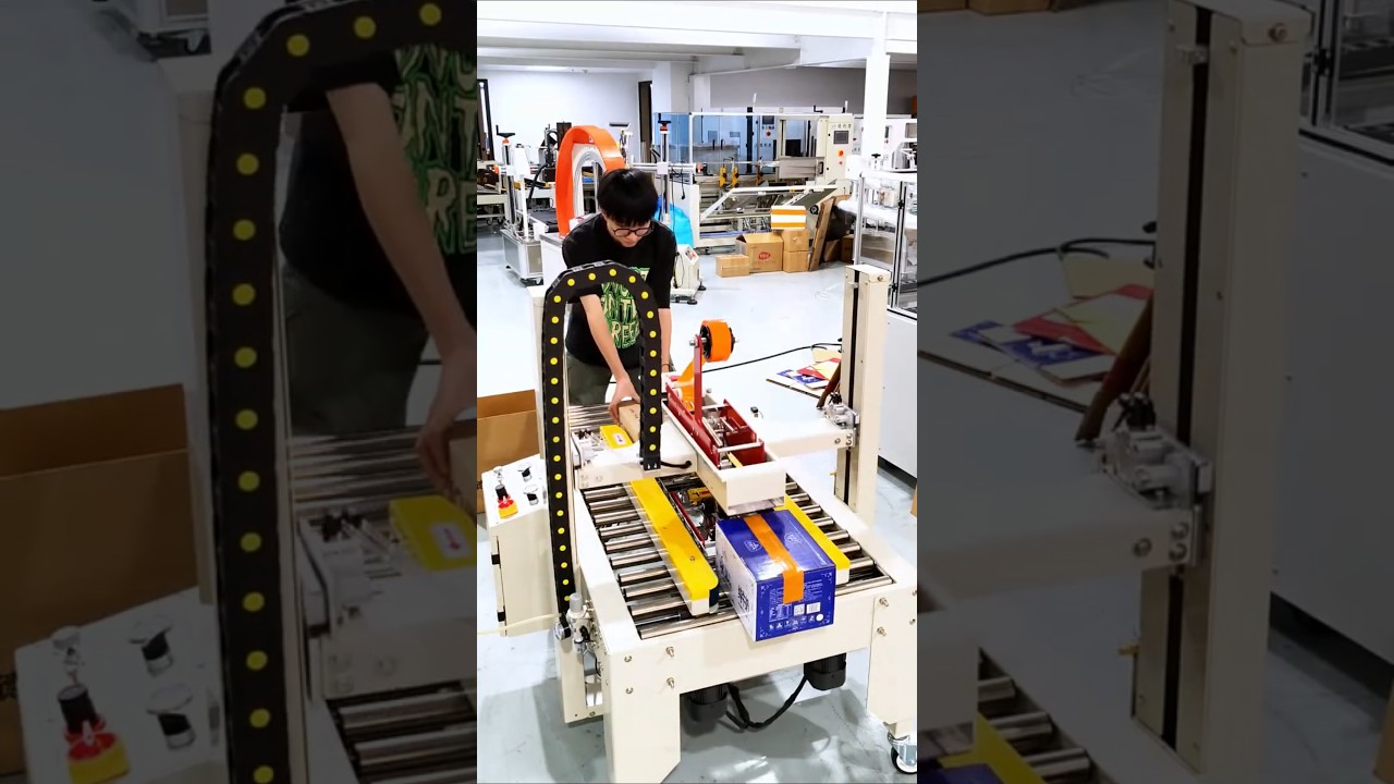 Fully automatic carton sealing machine, adaptive carton size, one-button start, no need to adjust