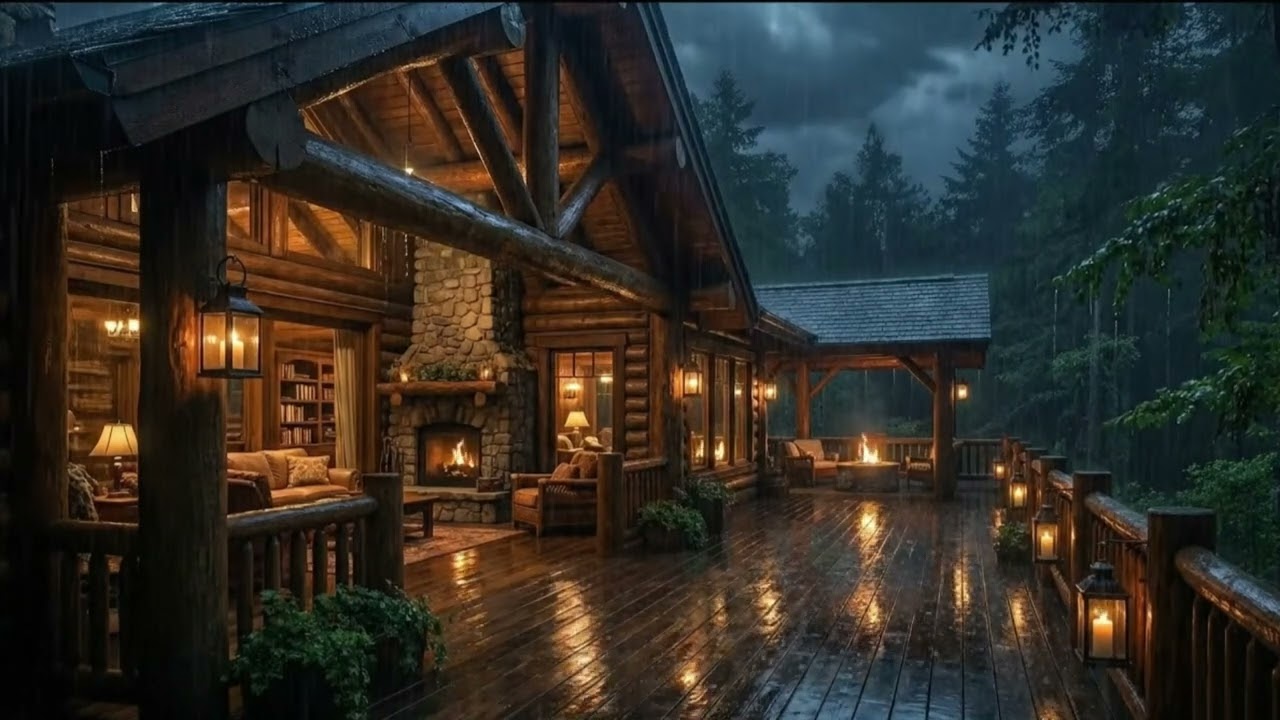 You Are Safe Here 🌧️ Stress Relief Rain in a Warm Cabin | Peaceful Forest Night