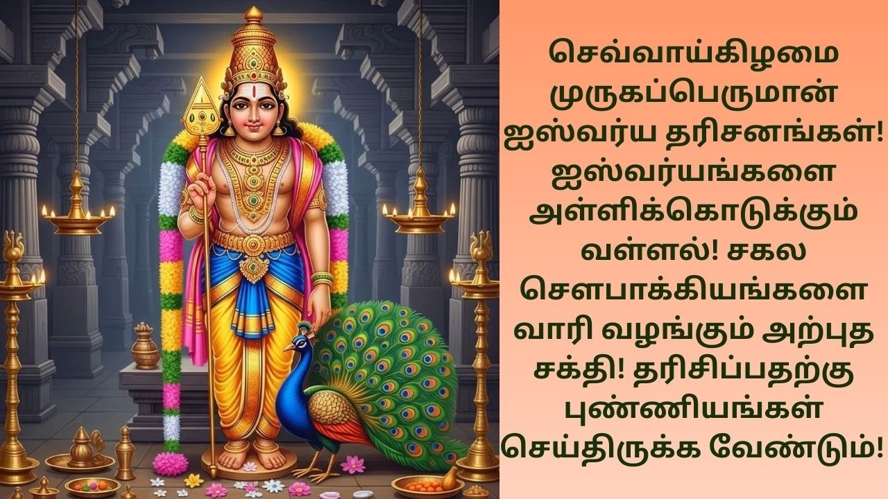 செவ்வாய்கிழமை முருகப்பெருமான் ஐஸ்வர்ய தரிசனங்கள்! ஐஸ்வர்யங்களை வாரி வழங்கும் வள்ளல்!