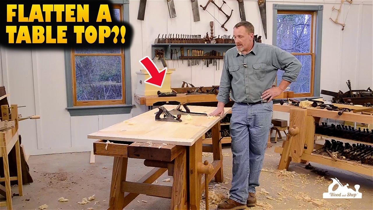Crazy Traditional Way to Flatten a Table Top with Hand planes!