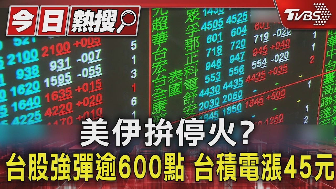 美伊拚停火? 台股強彈逾600點 台積電漲45元｜TVBS新聞 @TVBSNEWS01