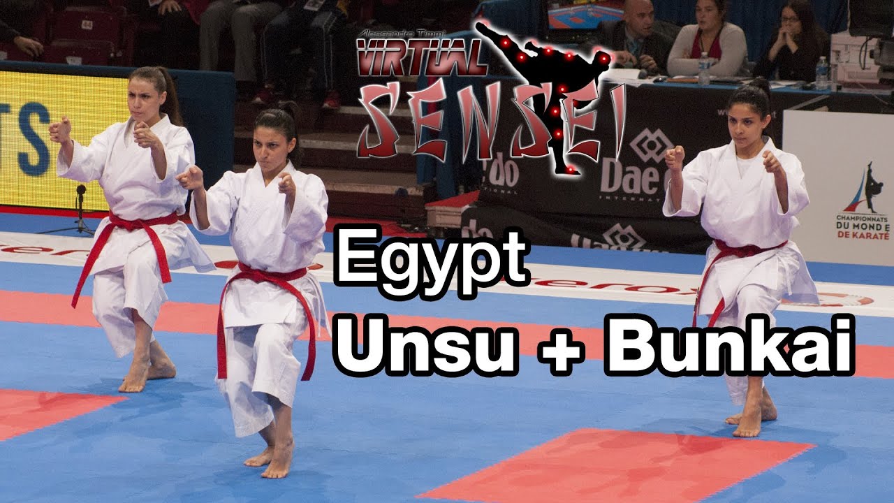Egypt female team - Kata Unsu + bunkai - Bronze final 21st WKF World Karate Championship Paris 2012