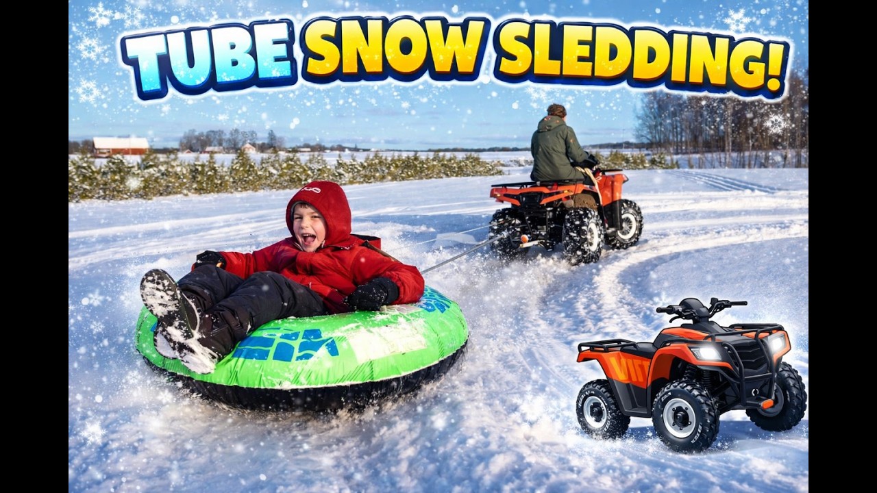 Tube Snow Sledding with ATV ❄️ Extreme Winter Fun!
