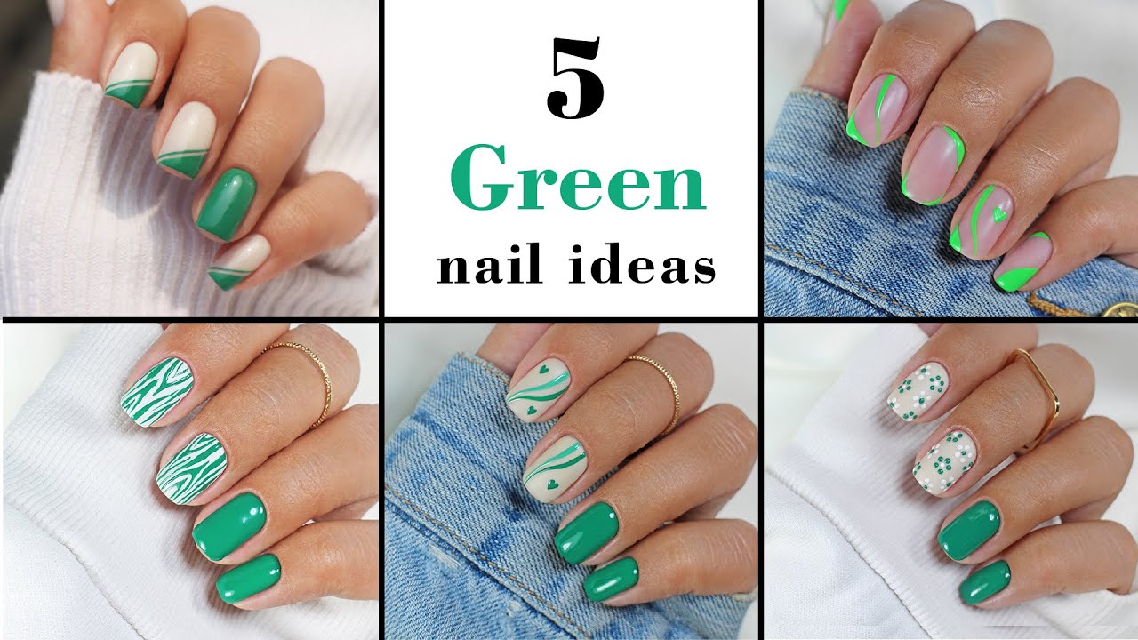5 Easy Nail ideas 💚 Green Nail Art compilation