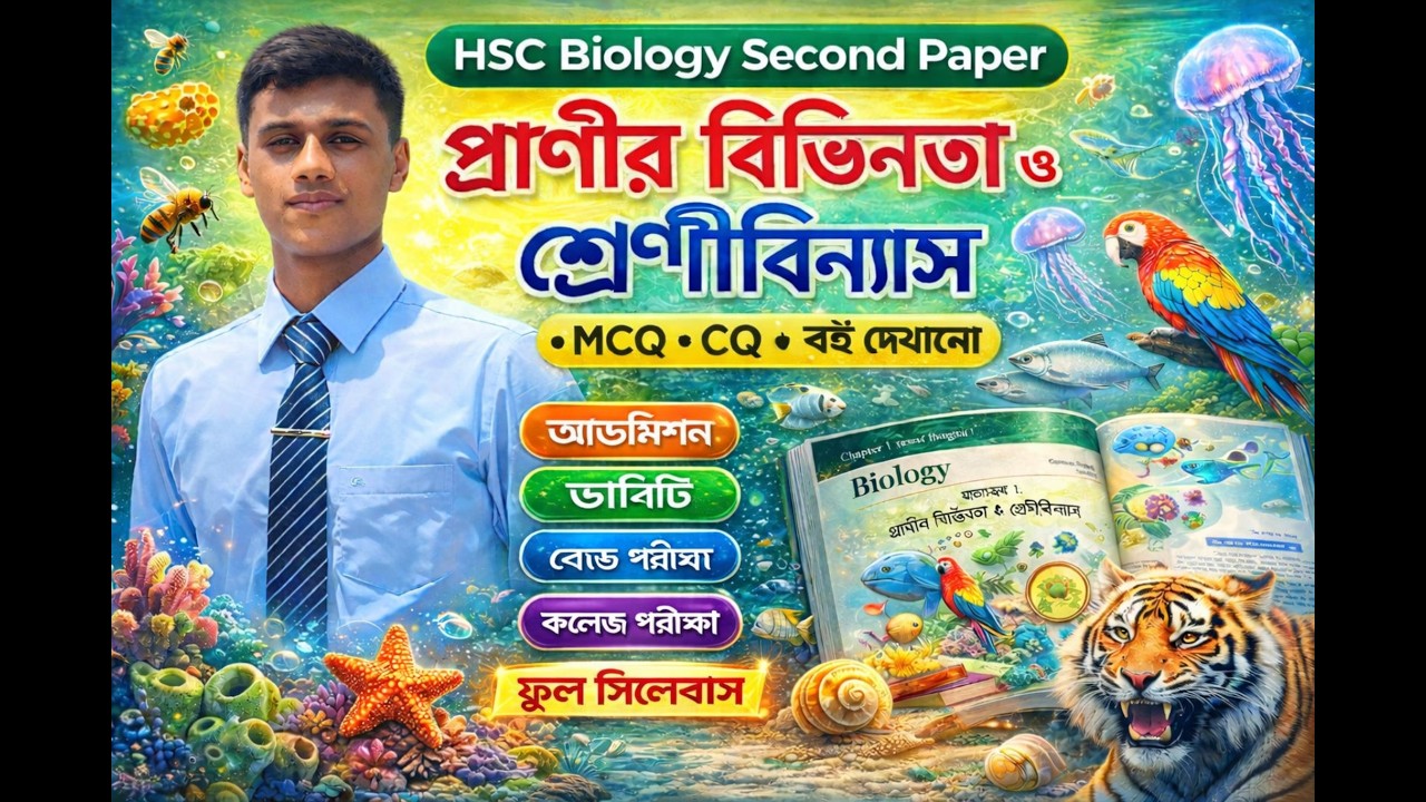 HSC Biology 2nd Paper প্রাণীর বিভিন্নতা ও শ্রেণীবিন্যাস সম্পূর্ণ অধ্যায় MCQ + CQবোর্ড & কলেজ পরীক্ষা