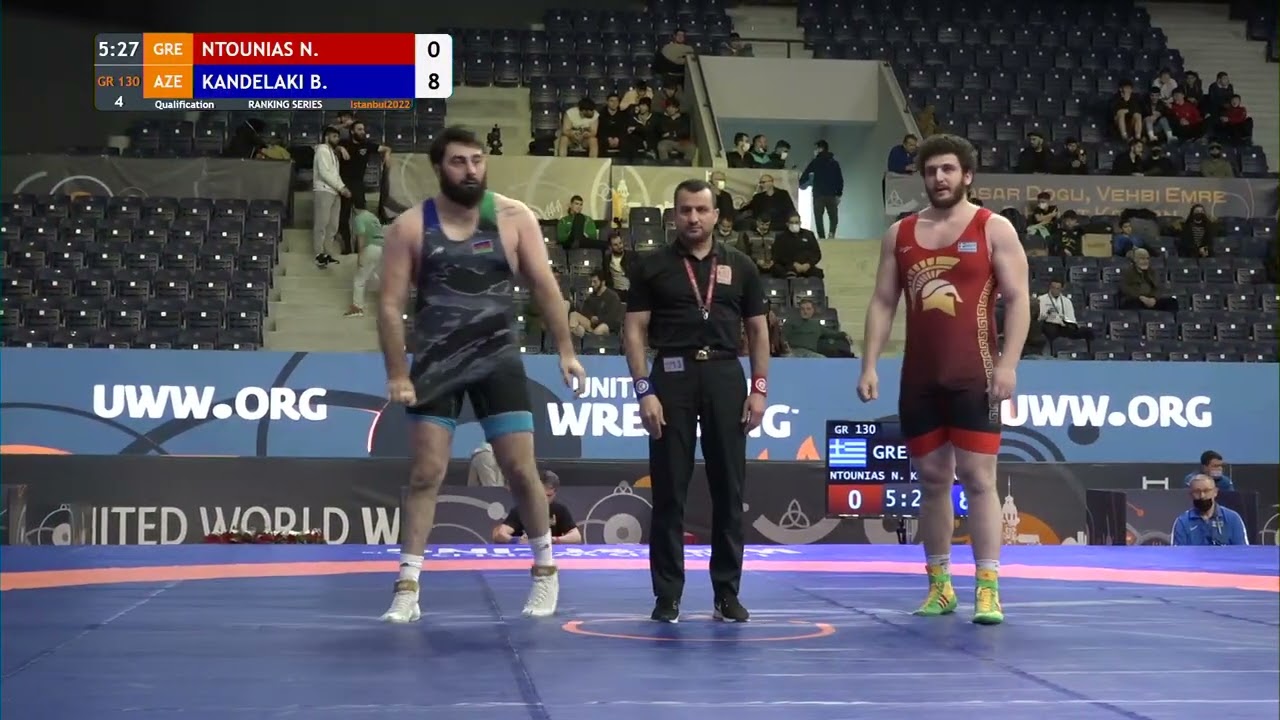 Qual. GR - 130 kg: N. NTOUNIAS (GRE) v. B. KANDELAKI (AZE)