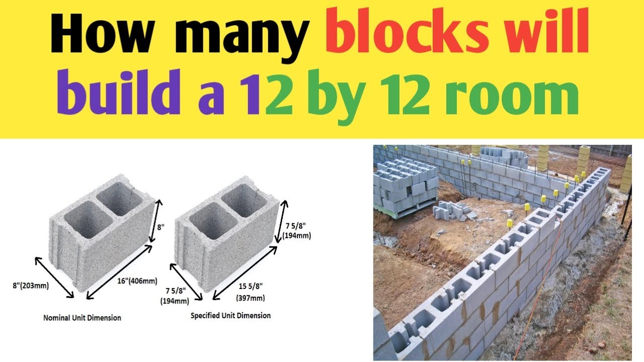 How many blocks will build a 12 by 12 room | Number of blocks required for 12&times;12 room | hollow block