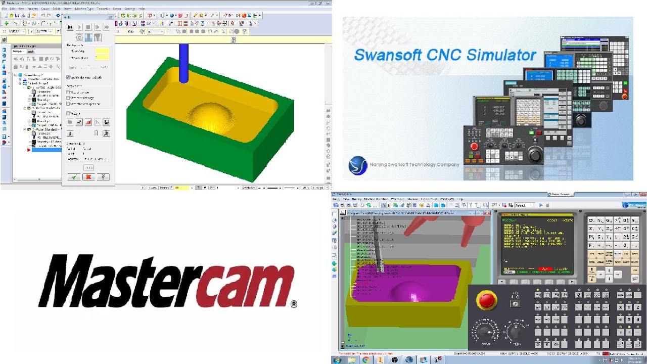 Mastercam y Swansoft simulador CNC.  Fresadora
