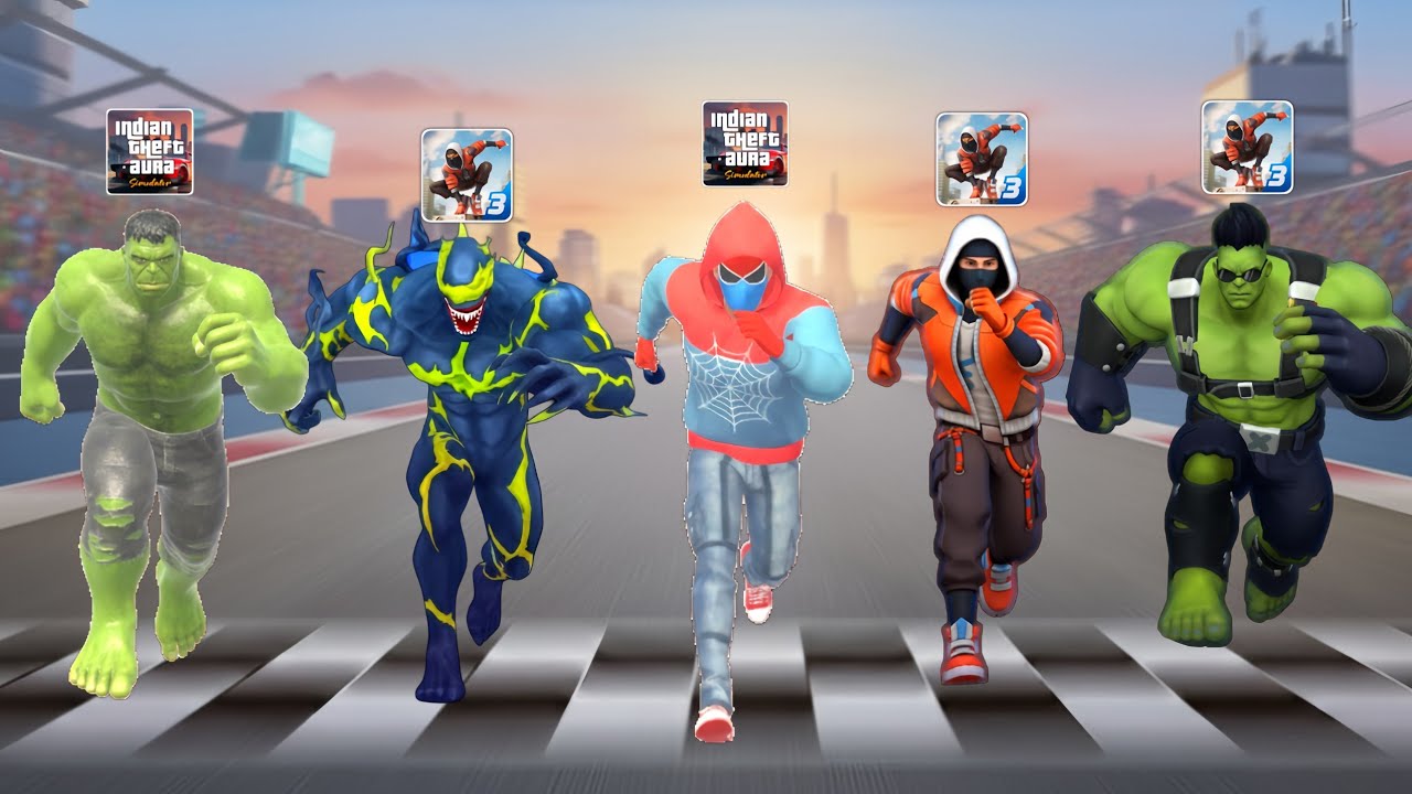 Indian Theft Auto vs Spider Fighter 3 😍Superheroes Race 🔥