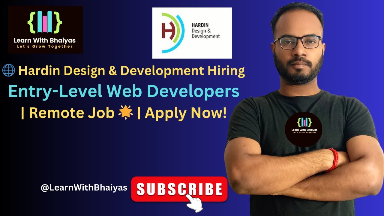 🌐 Hardin Design & Development Hiring Entry-Level Web Developers 🌟 | Apply Now #learnwithbhaiyas #job