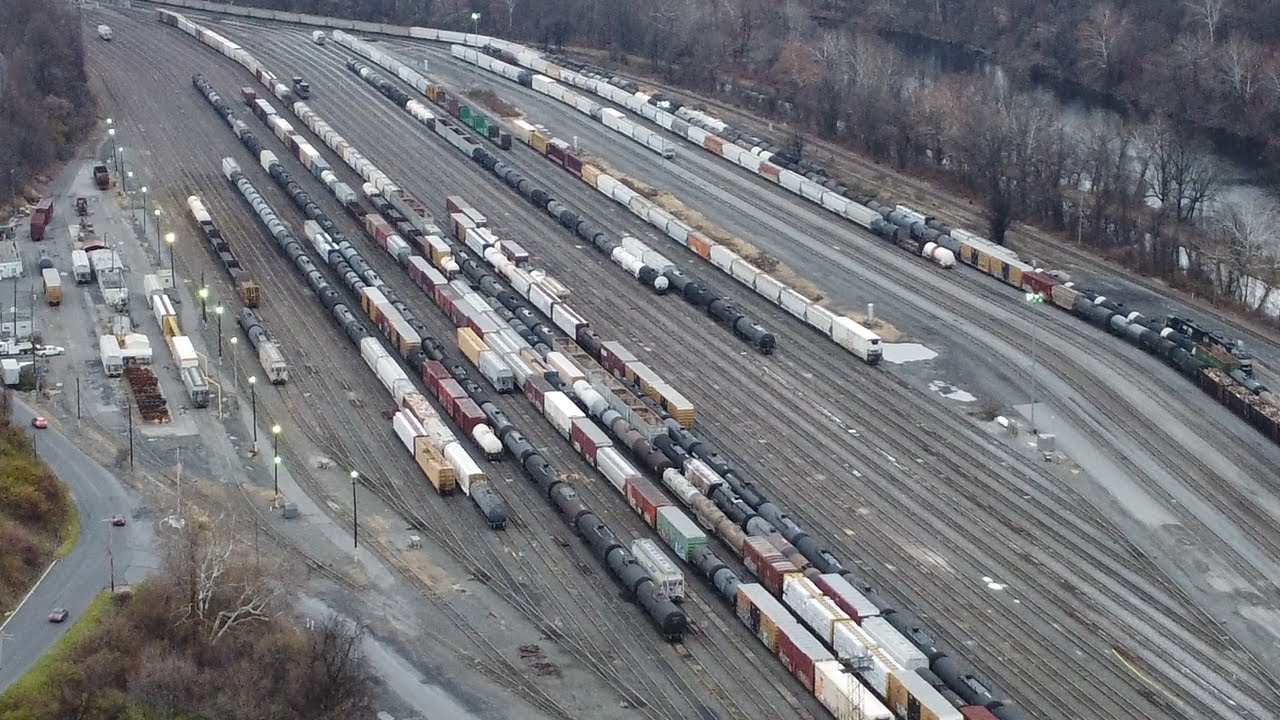 NS Allentown Rail Yard Drone View (4K)