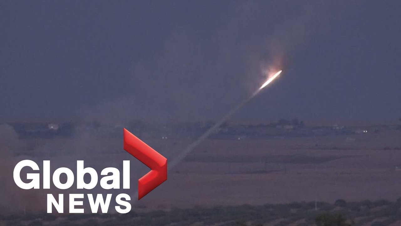 Video captures flurry of rockets being fired into Syria's Ras Al Ain from Turkish border