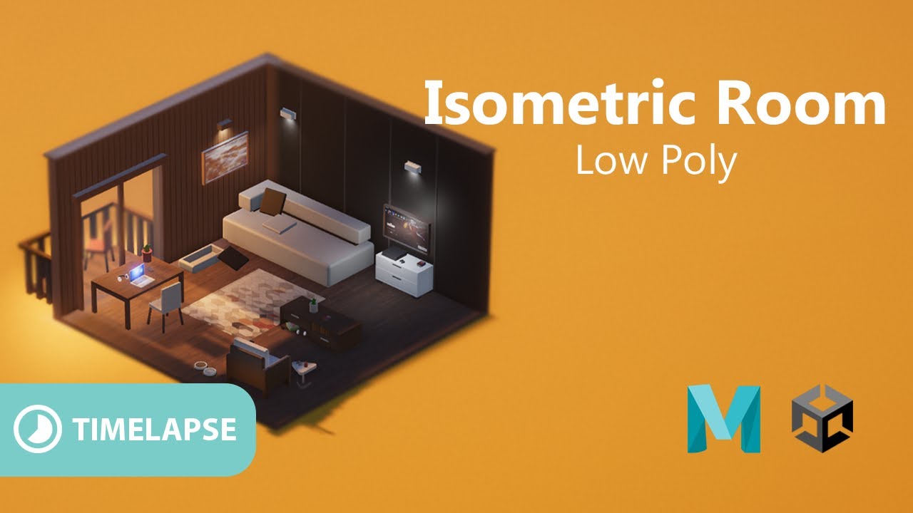 Whole Proccess of Low Poly Isometric Room | Maya 2022 Unity URP | Timelapse