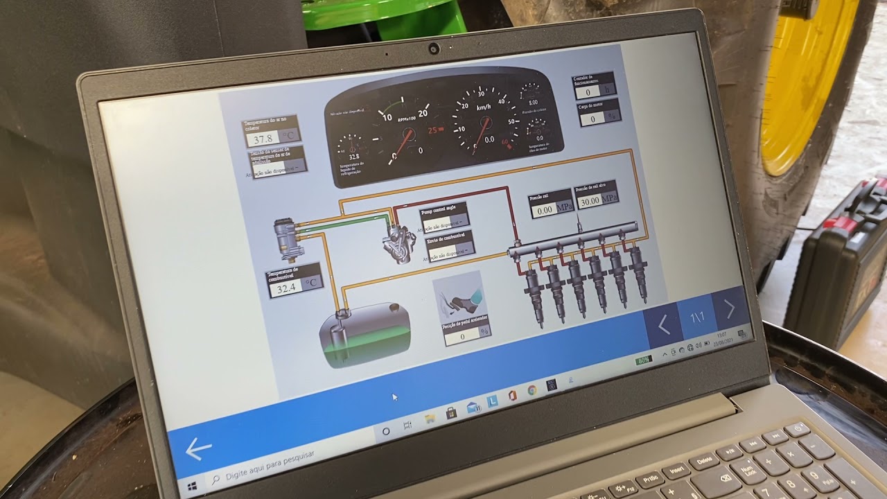Diagnóstico eletrônico em trator John Deere 6135J com scanner multimarcas da TEXA