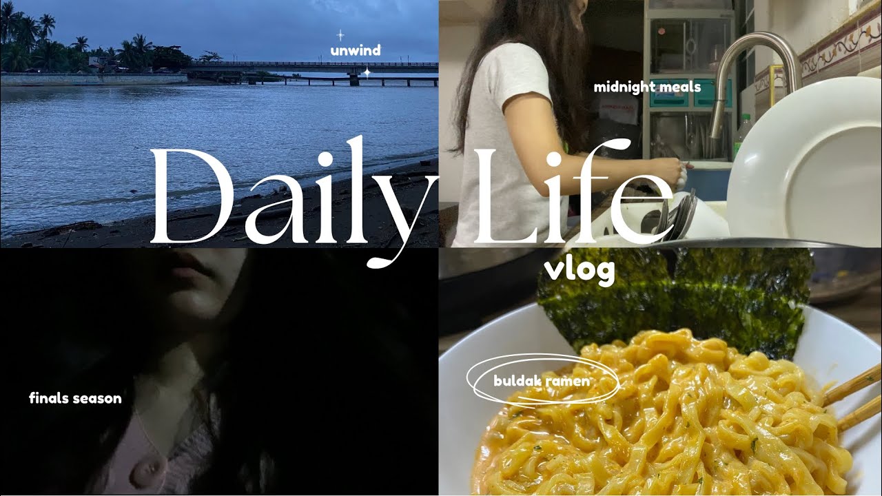 Daily vlog | Finals Season | Midnight meals | Studying | Cooking Buldak Ramen
