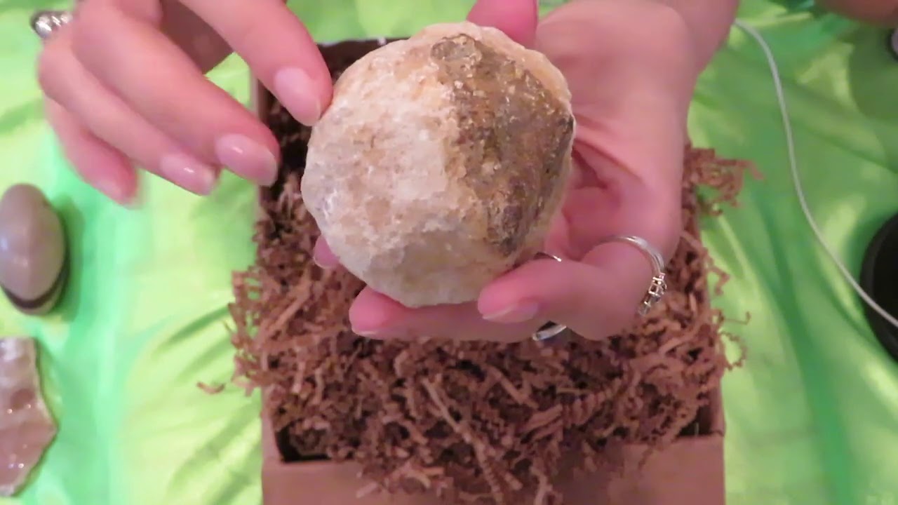 asmr | unboxing crystals from awakening in a box (tapping, crinkles, whispers)