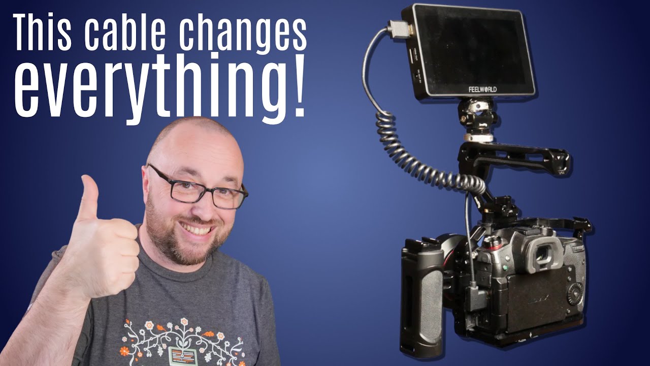 Short, spring HDMI cable for a camera rig