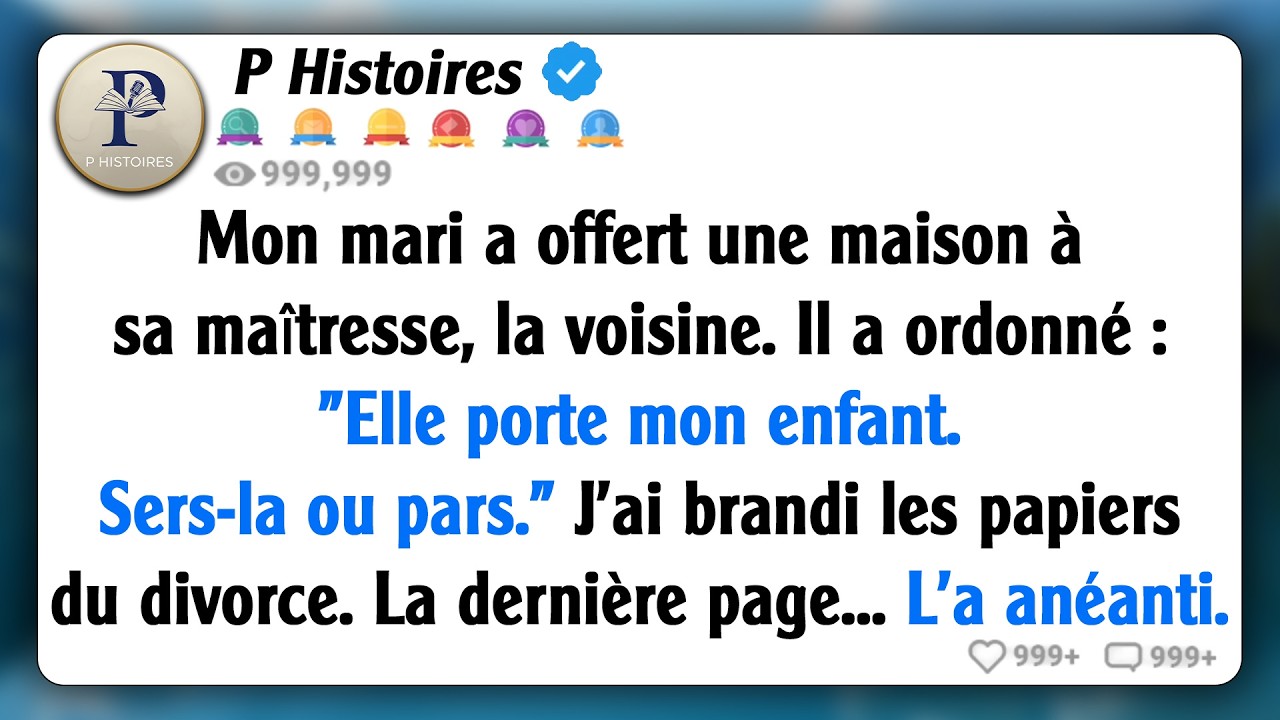 Mon mari a acheté la maison d'à côté à sa maîtresse - puis m'a dit de la servir