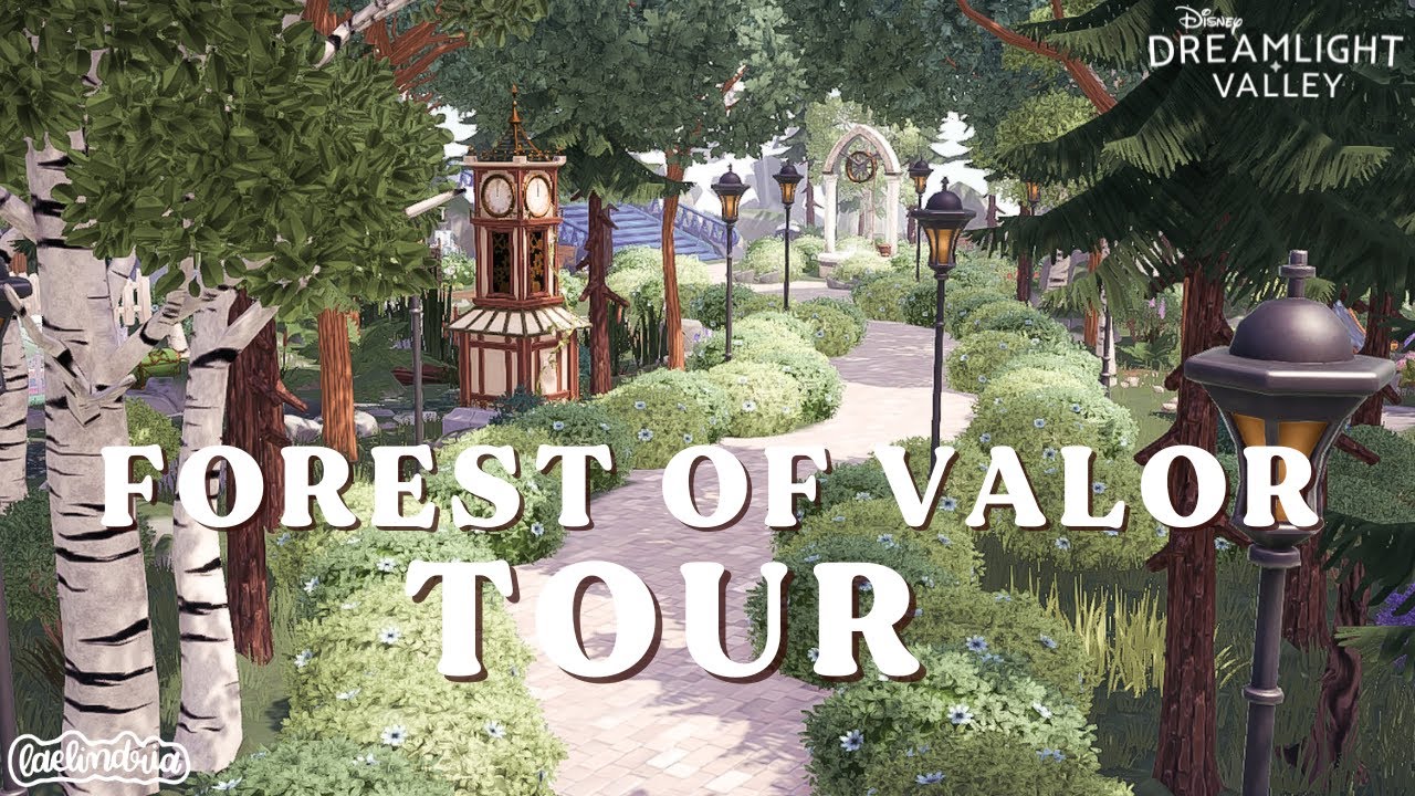 forest of valor tour 🌿 | lush and natural | disney dreamlight valley design inspiration