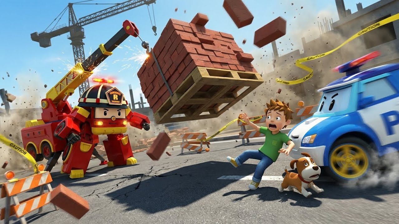 Construction Site Peril! 🚧 High-Stakes Rescue Mission | Robocar Poli Full Episode | The Magic Bus