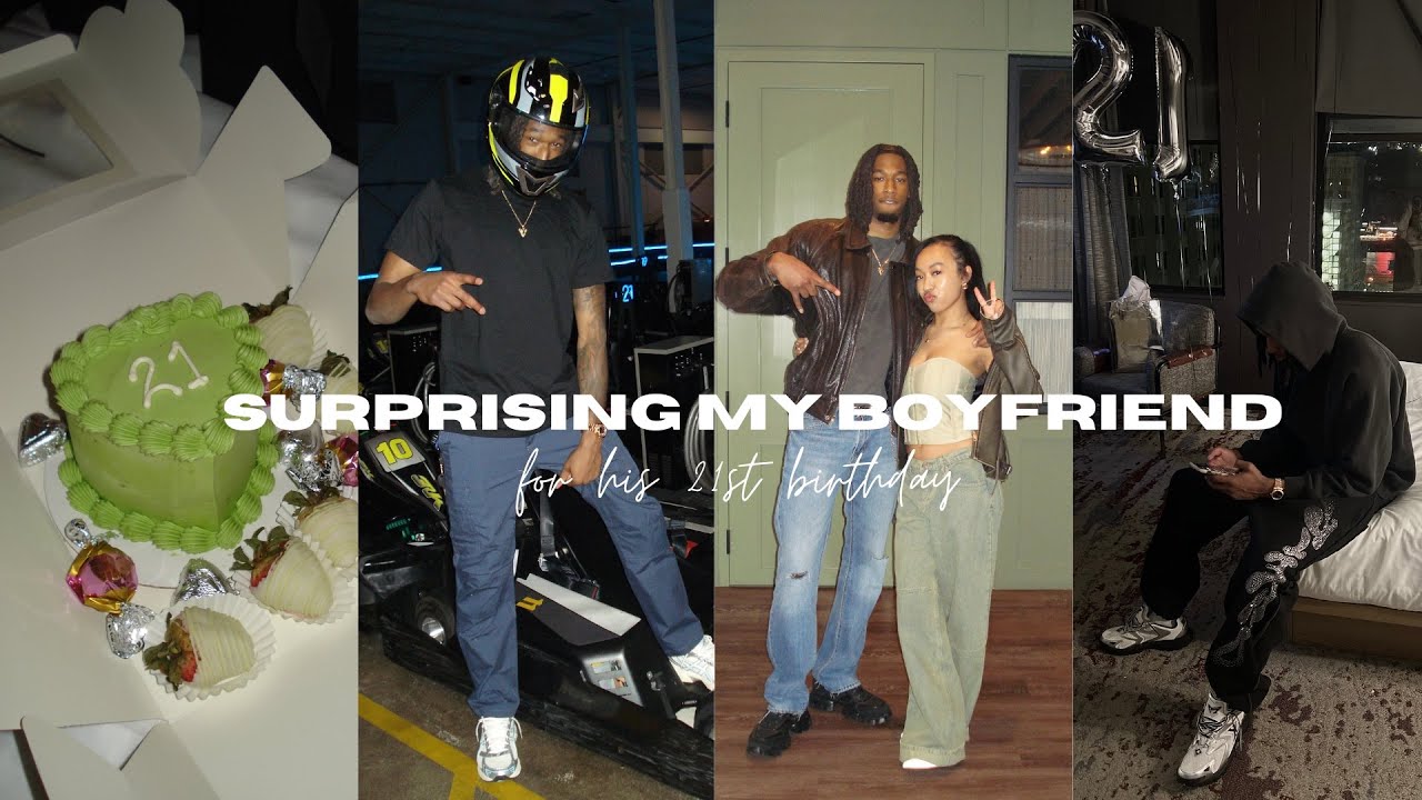 SURPRISING MY BOYFRIEND FOR HIS BIRTHDAY | 21st, surprise dinner, go karting, decorated hotel room
