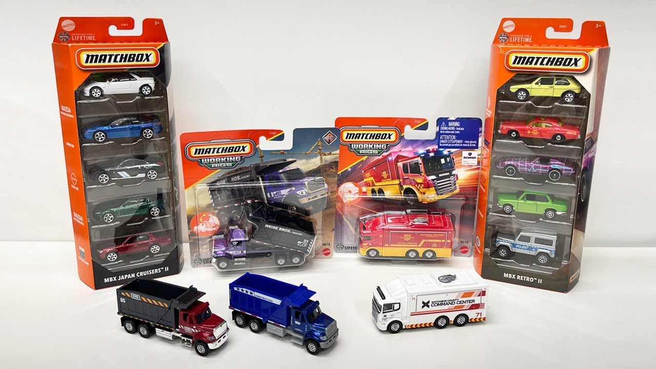 Unboxing: 2025 Matchbox Japan Cruisers II & MBX Retro II 5-packs Working Rigs Scania & Dump truck