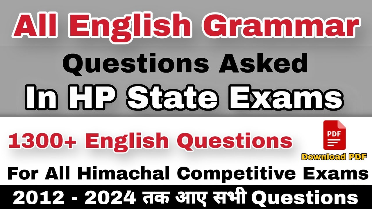 All English Questions asked in HP State Exams | 2012-2024 | 1300+ English Questions | hpexamaffairs