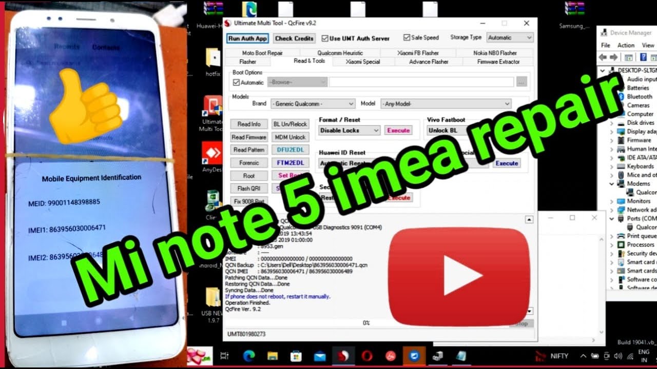 Redmi note 5 dual imei repair umt