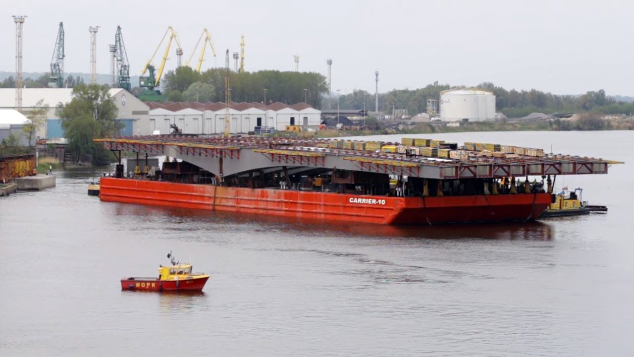 822 Ton Heavy Lift Transport 9,700 Ton Destruction Bridge Most Cłowy Szczecin