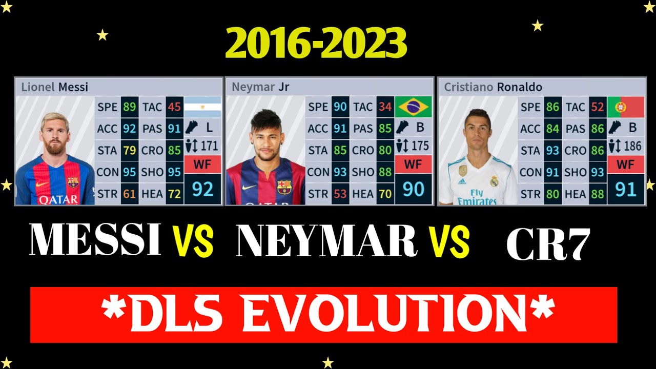 Ronaldo VS Messi VS Neymar DLS Evolution! 😥💔 DLS 16 - DLS 23