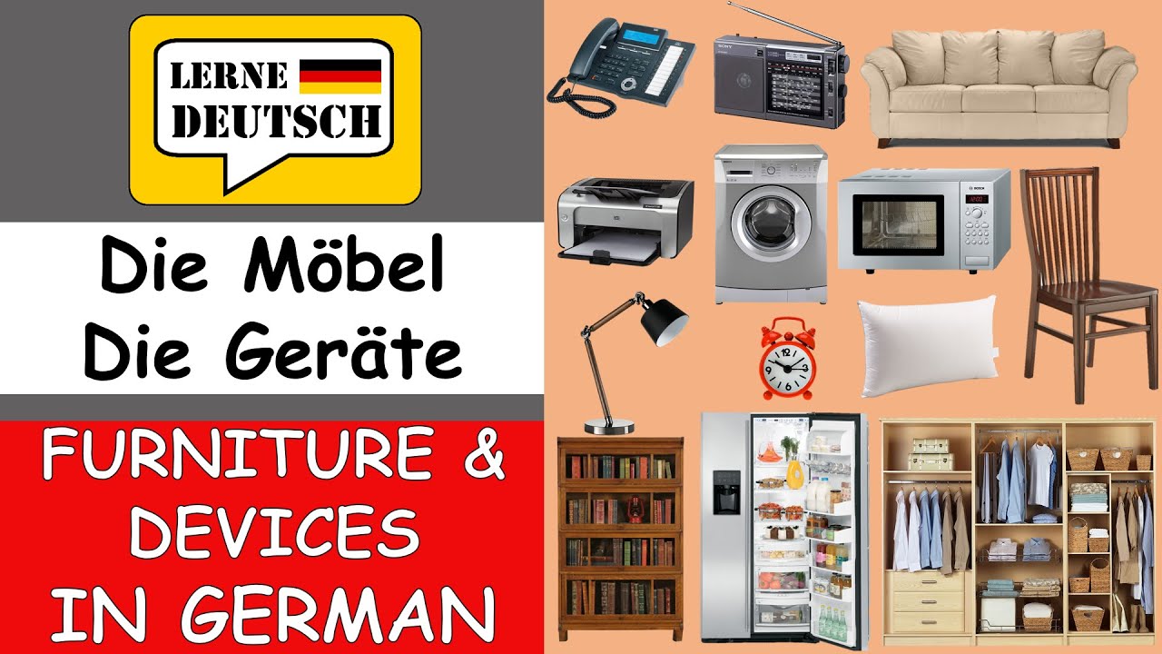 Furniture and Devices in German | Die M&ouml;bel | Die Ger&auml;te | Lerne Deutsch | German Vocabulary