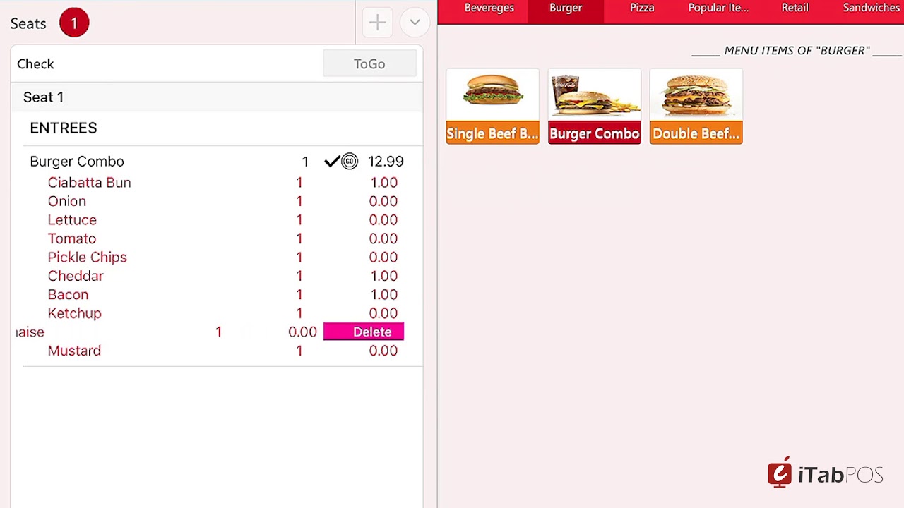 QSR Quick Service POS Demo - iTab POS Restaurant System